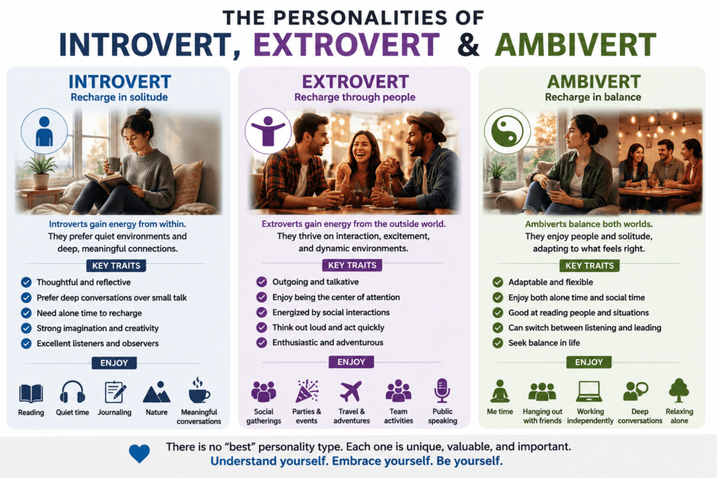 This image tells us about the inner of  introvert, extrovert, or ambivert.