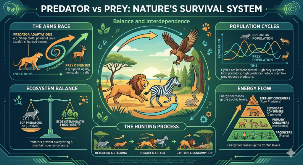 This infographic symbolized the predator vs prey, nature’s survival system