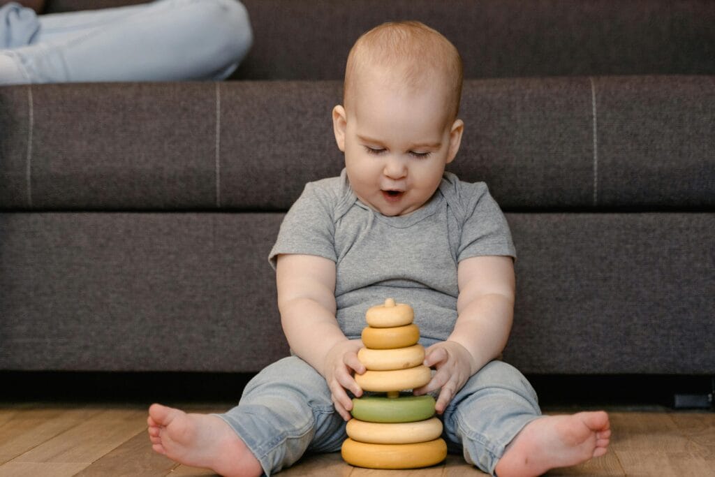 The baby is practising the discipline vs enjoyment. 