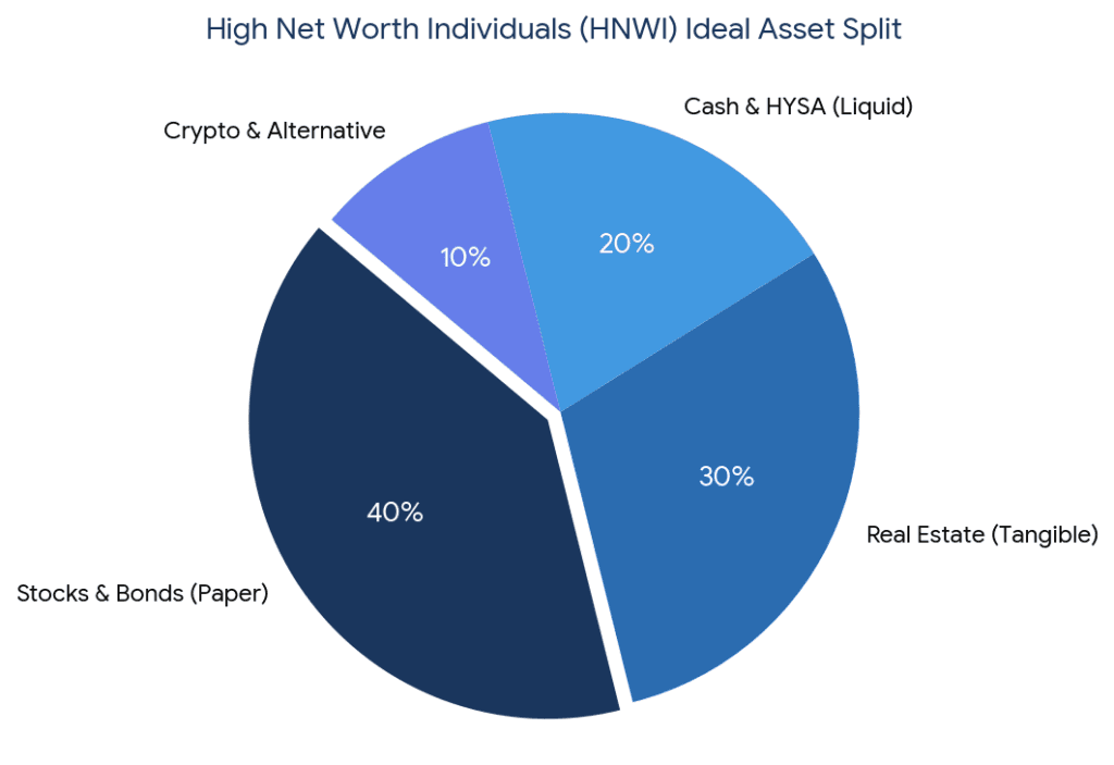 Wealth Types Compared Online - HNWI Asset Split.