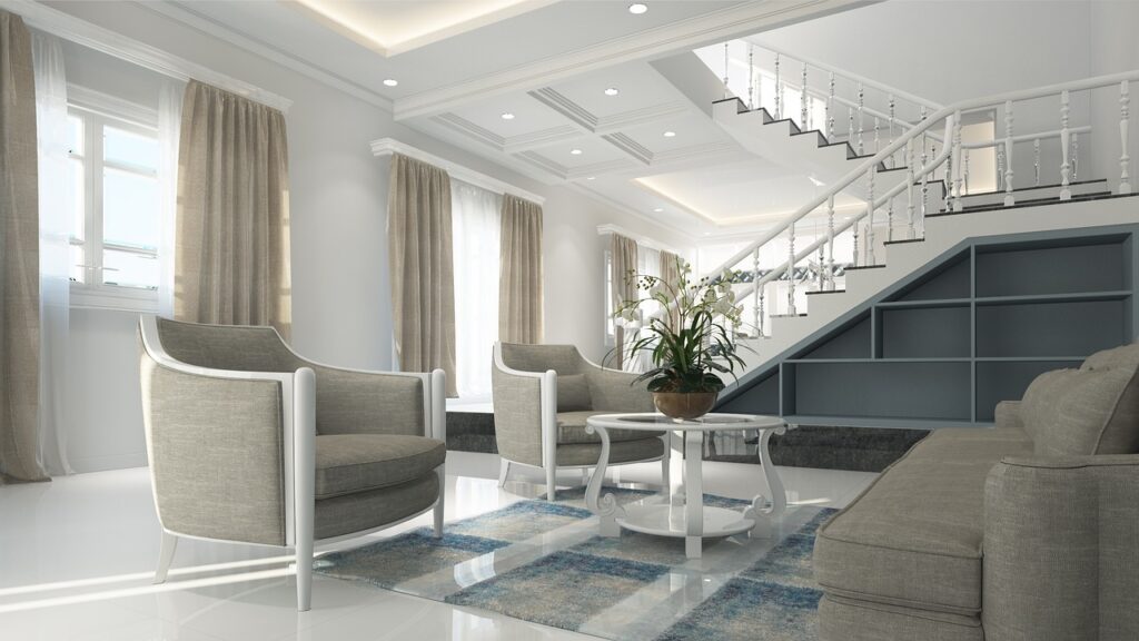 The image represents the steps to organize your home.
