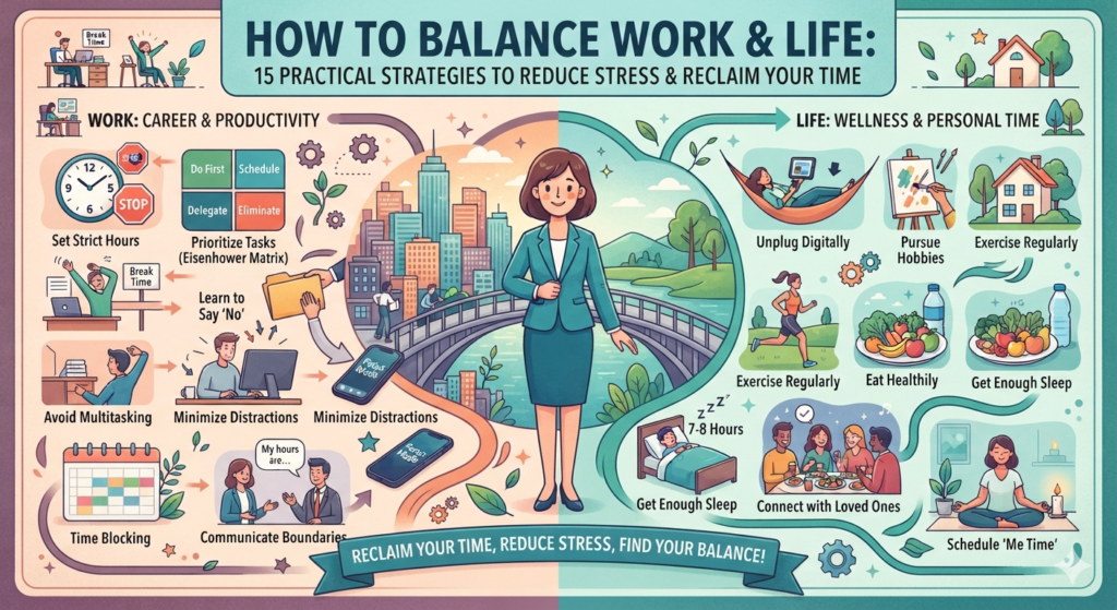 The image shows that how to balance work and life.
