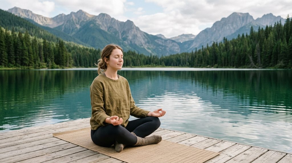 Mindfulness in nature supporting emotional wellbeing.