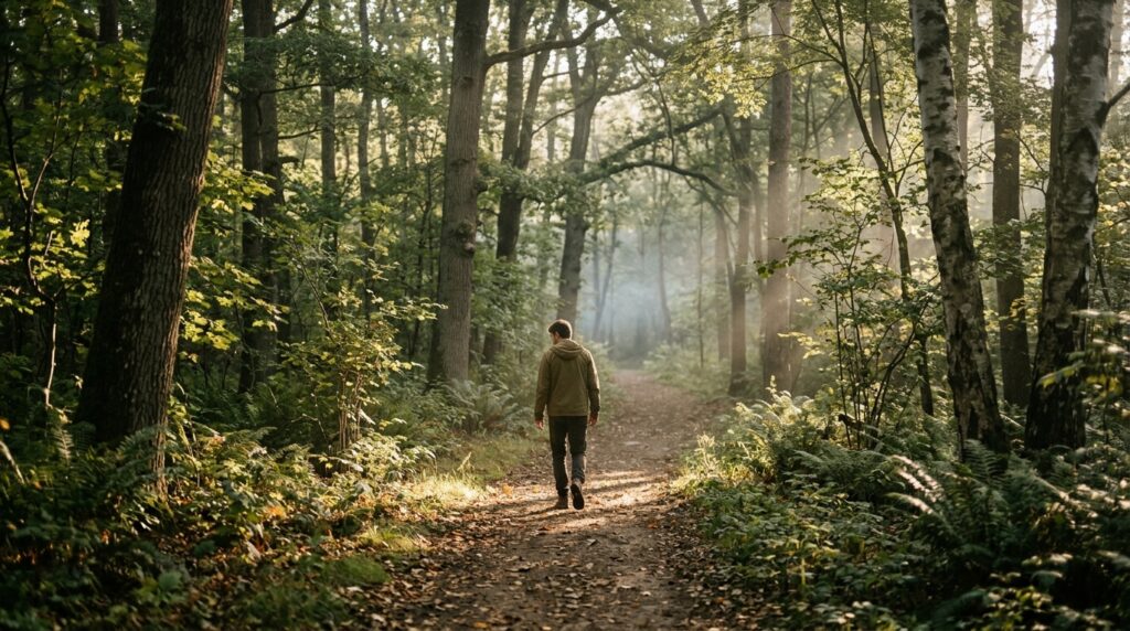 Person connecting with nature for better mental health.