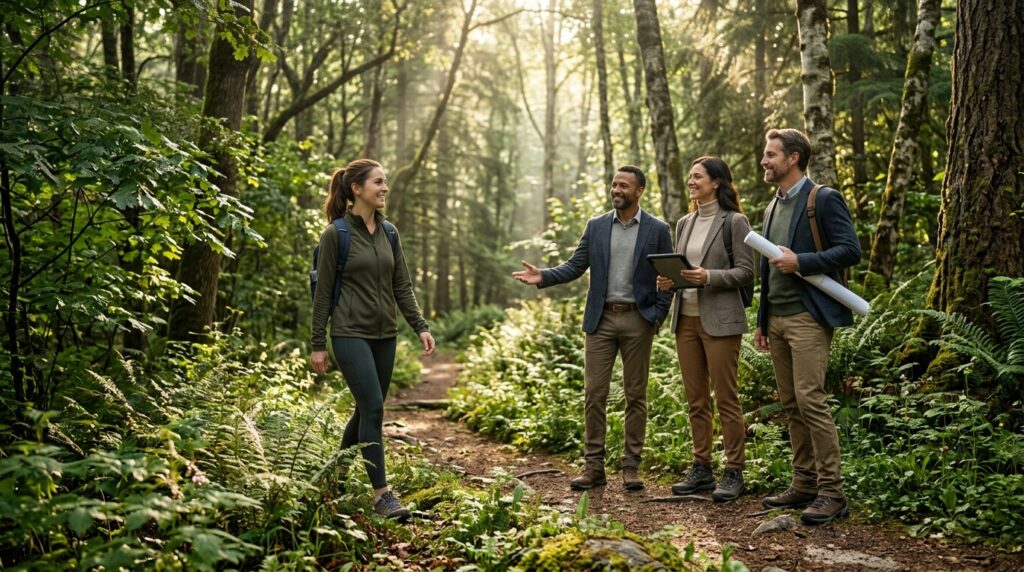 Person walking through a forest demonstrating how nature exposure improves focus and mental clarity.