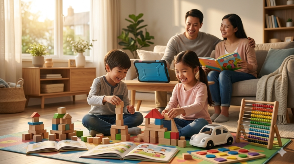 Healthy balance between Kids Diana Show screen time and offline learning activities.