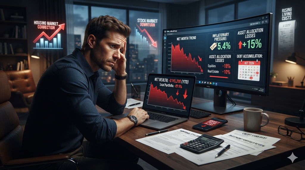 Personal netwealth goals planning with assets, liabilities, savings and investment growth.